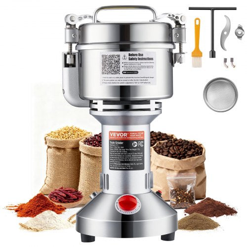 VEVOR 550g Electric Grain Mill Grinder, High Speed 2000W Commercial Spice Grinders, Stainless Steel Pulverizer Powder Machine, for Dry Grains Spices Cereals Coffee Corn Pepper, Straight Type - DDDPSGWYMJ505541YV1 - view 2