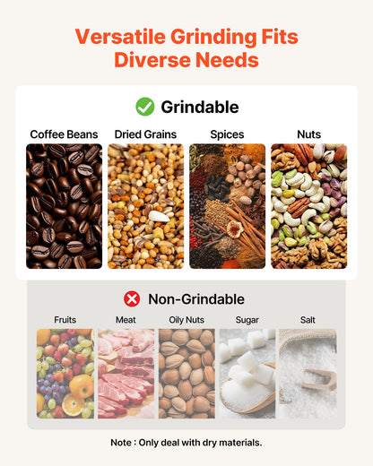 VEVOR 500g Electric Grain Mill Grinder, 2000W 28000RPM High Speed Spice Corn Dry Grinding Machine, Stainless Steel Pulverizer Powder Machine for Dried Grains Coffee Beans Spices Nuts (270° Swing Type) - DDDPSGWYMJ50QKFQ4001V1 - view 3
