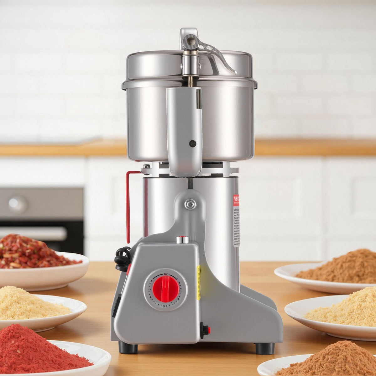 VEVOR Electric Grain Mill Grinder, 1.8 lbs Commercial Spice Grinders, High Speed 2100W Stainless Steel Pulverizer Powder Machine, for Dry Grains, Spices, Cereals, Coffee, Corn & Pepper, Swing Type - DDDPSGWYMJ8012P01001V1 - view 9