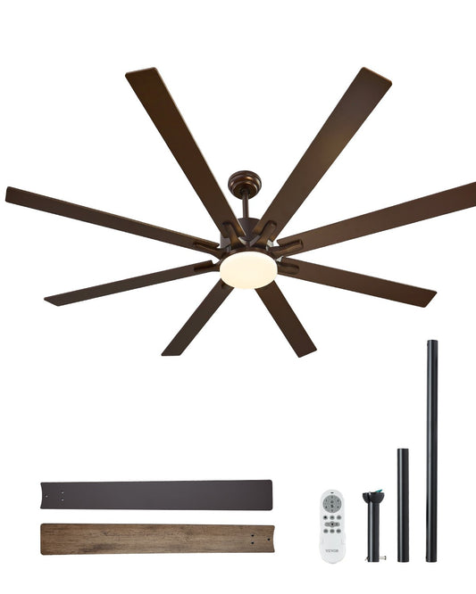 VEVOR 72 In Ceiling Fan with Light, 6-Speed Remote Control, Dimmable 3-Color Temperature, Reversible DC Motor, Modern Low Profile Flush Mount Fan for Bedroom, Living Room, Indoor/Outdoor Use, Coffee - DDDS72INCHJBF7AVPV6 - view 1