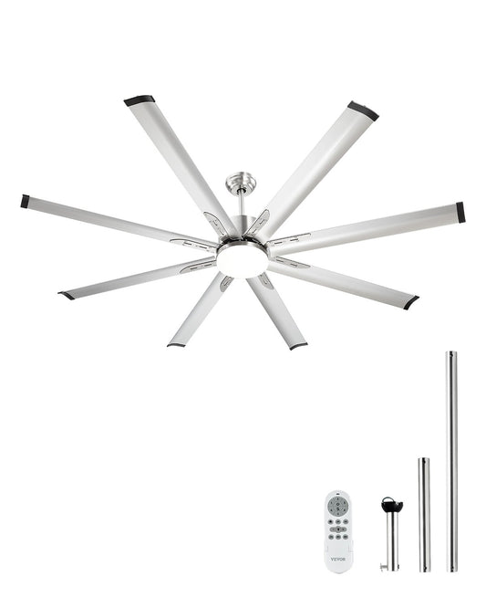 VEVOR 72 In Ceiling Fan with Light, 6-Speed Remote Control, Dimmable 3-Color Temperature, Reversible DC Motor, Low Profile Flush Mount Fan for Bedroom, Living Room, Indoor/Outdoor Use, Brushed Nickel - DDDS72INCHLYS6BNEV6 - view 1
