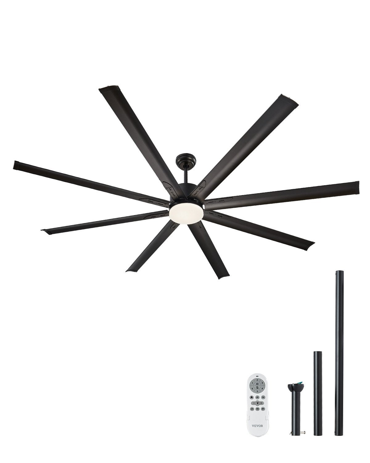 VEVOR 84 Inch Ceiling Fan with Light, 6-Speed Remote Control, Dimmable 3-Color Temperature, Reversible DC Motor, Modern Low Profile Flush Mount Fan for Bedroom, Living Room, Indoor/Outdoor Use, Black - DDDS84INCHLY24RK3V6 - view 1