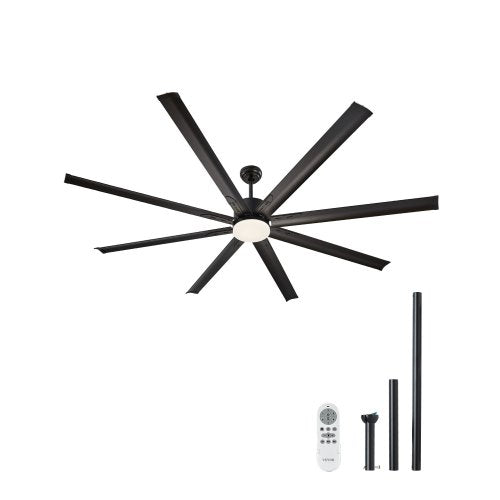 VEVOR 84 Inch Ceiling Fan with Light, 6-Speed Remote Control, Dimmable 3-Color Temperature, Reversible DC Motor, Modern Low Profile Flush Mount Fan for Bedroom, Living Room, Indoor/Outdoor Use, Black - DDDS84INCHLY24RK3V6 - view 2
