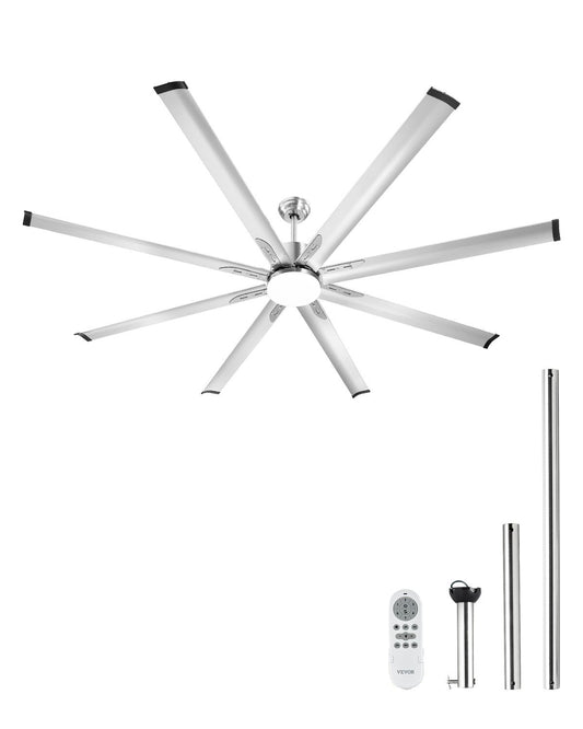 VEVOR 84 In Ceiling Fan with Light, 6-Speed Remote Control, Dimmable 3-Color Temperature, Reversible DC Motor, Low Profile Flush Mount Fan for Bedroom, Living Room, Indoor/Outdoor Use, Brushed Nickel - DDDS84INCHLYQKK9HV6 - view 1