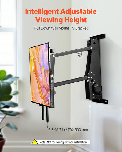 VEVOR Motorized TV Wall Mount, TV Mount for 32 to 65 Inch TV, Electric Adjustable Ceiling TV Mount, Motorized Flip Down TV Mount Bracket with Max VESA 24 x 24 in, Fits TVs Up to 88 lbs - DDDSZJBGSVES4IE4YV1 - view 3