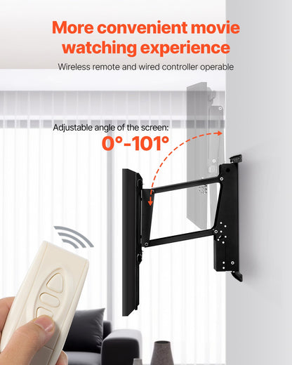 VEVOR Motorized TV Wall Mount, TV Mount for 32 to 65 Inch TV, Electric Adjustable Ceiling TV Mount, Motorized Flip Down TV Mount Bracket with Max VESA 24 x 24 in, Fits TVs Up to 88 lbs - DDDSZJBGSVES4IE4YV1 - view 6