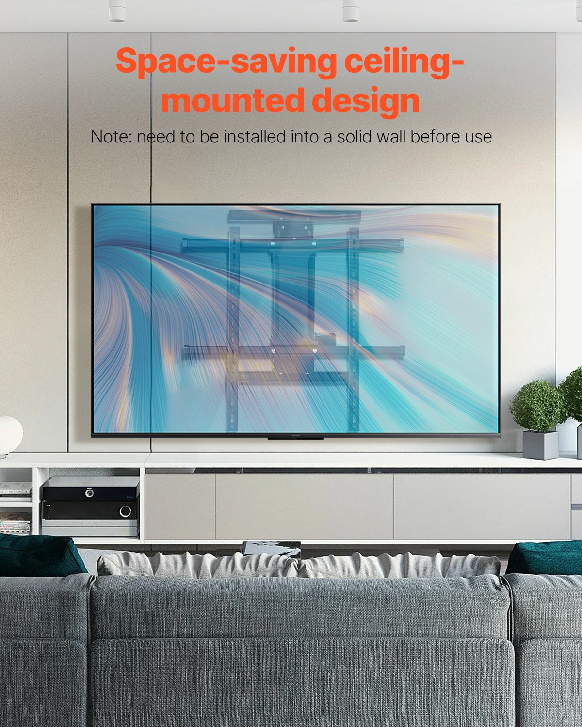 VEVOR Motorized TV Wall Mount, TV Mount for 32 to 65 Inch TV, Electric Adjustable Ceiling TV Mount, Motorized Flip Down TV Mount Bracket with Max VESA 24 x 24 in, Fits TVs Up to 88 lbs - DDDSZJBGSVES4IE4YV1 - view 7