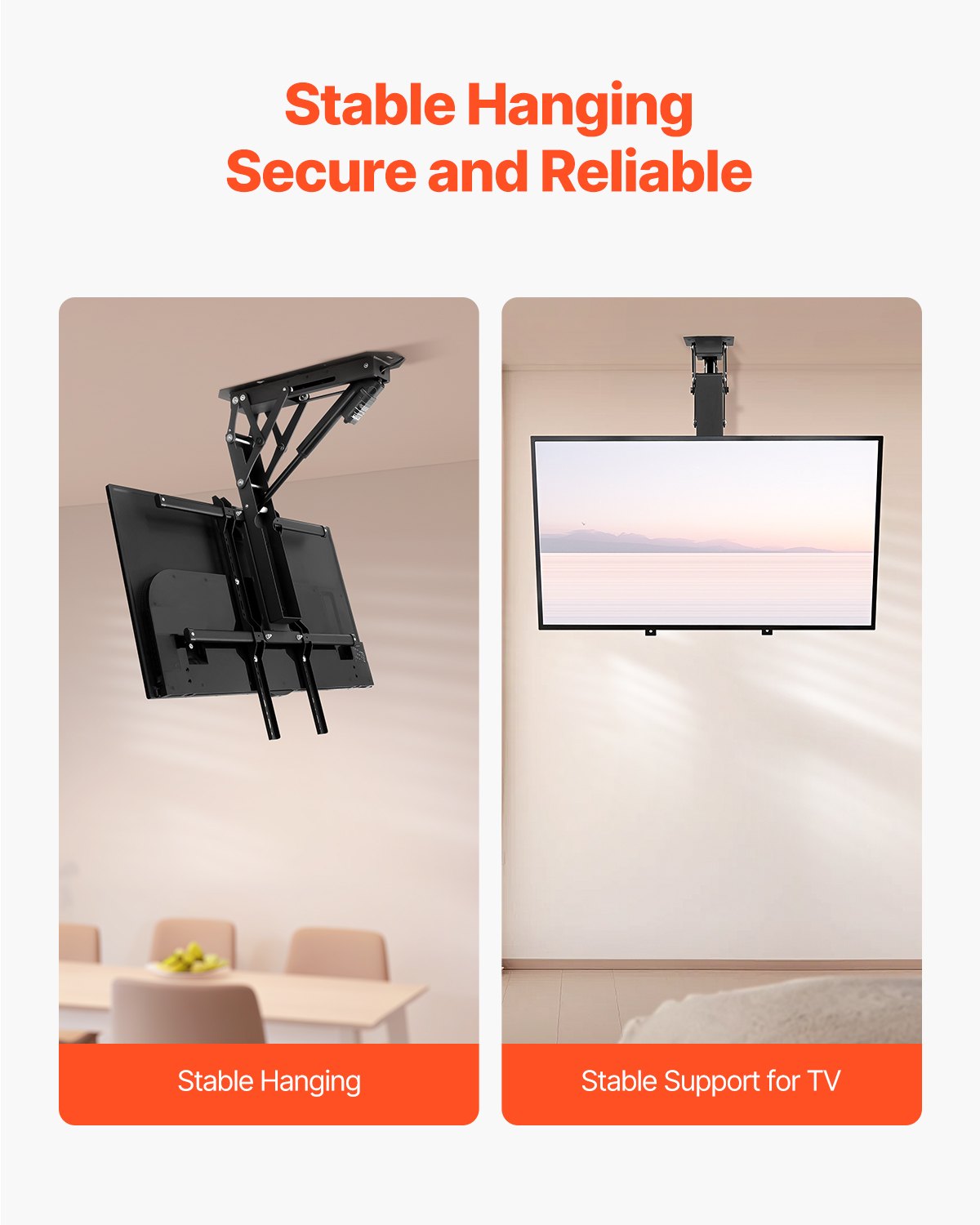VEVOR Motorized Ceiling TV Mount, TV Wall Mount for 32 to 65 Inch TV, Electric Adjustable Ceiling TV Mount, Motorized Flip Down TV Mount Bracket with Max VESA 24 x 24 in, Fits TVs Up to 88 lbs - DDDSZJDDSVESHNAW9V1 - view 5