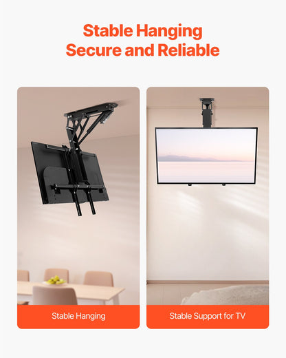 VEVOR Motorized Ceiling TV Mount, TV Wall Mount for 32 to 65 Inch TV, Electric Adjustable Ceiling TV Mount, Motorized Flip Down TV Mount Bracket with Max VESA 24 x 24 in, Fits TVs Up to 88 lbs - DDDSZJDDSVESHNAW9V1 - view 5