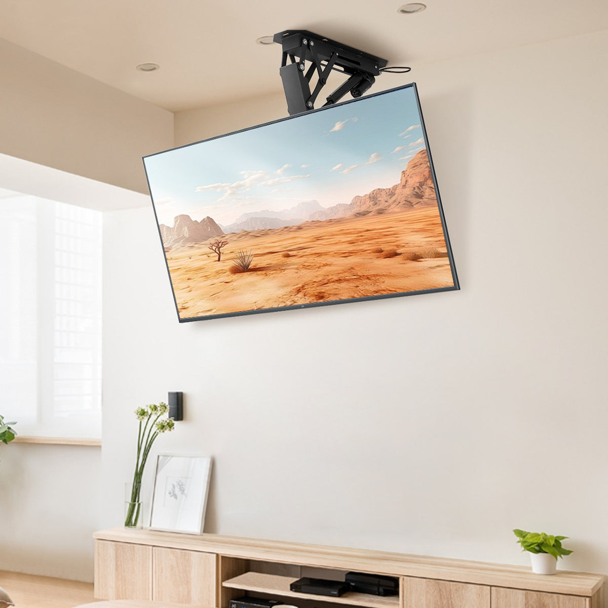 VEVOR Motorized Ceiling TV Mount, TV Wall Mount for 32 to 65 Inch TV, Electric Adjustable Ceiling TV Mount, Motorized Flip Down TV Mount Bracket with Max VESA 24 x 24 in, Fits TVs Up to 88 lbs - DDDSZJDDSVESHNAW9V1 - view 8