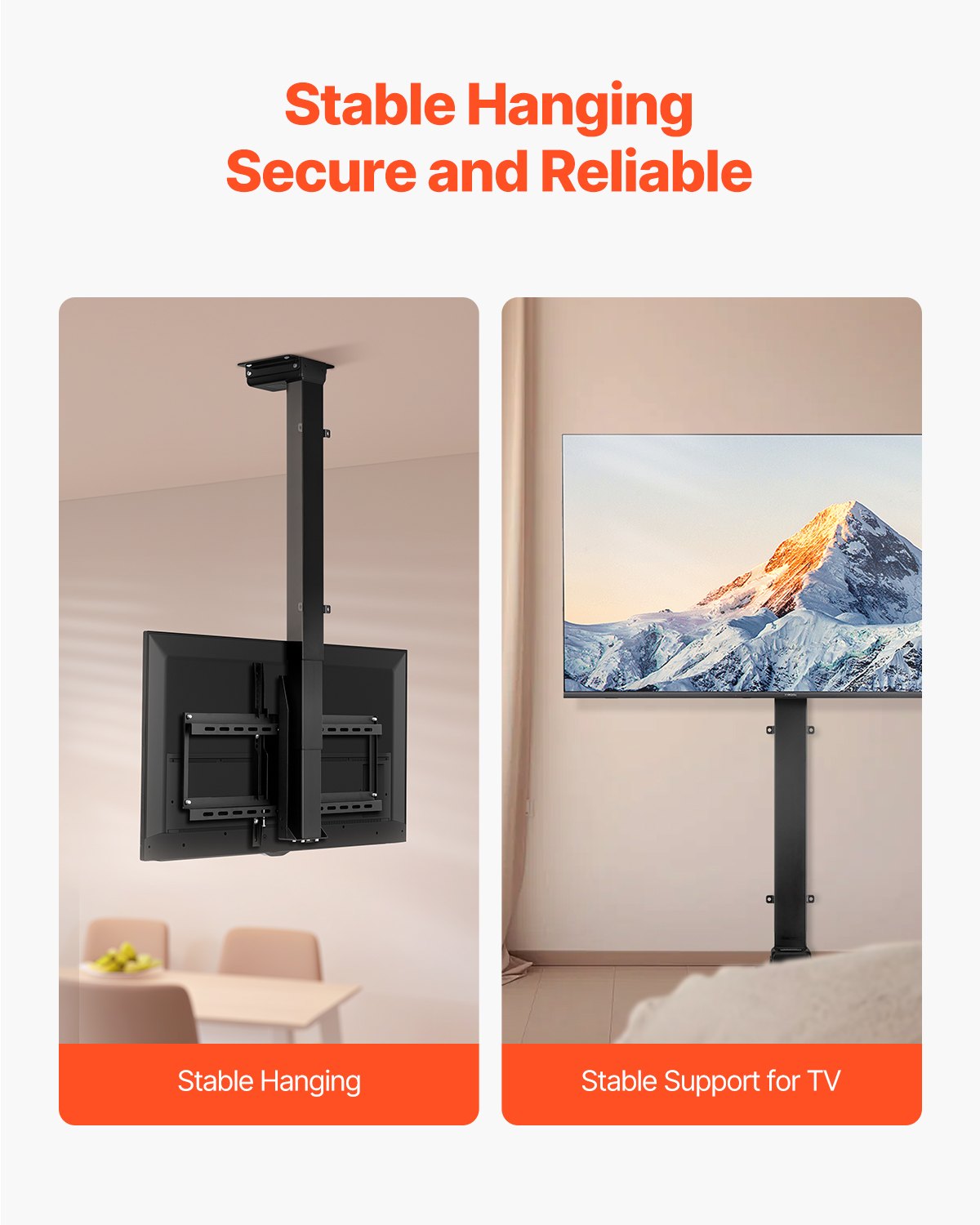 VEVOR Motorized Ceiling TV Mount, TV Wall Mount for 32 to 55 Inch TV, Electric Adjustable Ceiling TV Mount, Motorized Flip Down TV Mount Bracket with Max VESA 24 x 16 in, Fits TVs Up to 120 lbs - DDDSZJDDSVESJD19DV1 - view 5