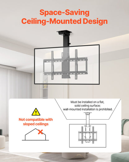 VEVOR Motorized Ceiling TV Mount, TV Wall Mount for 32 to 55 Inch TV, Electric Adjustable Ceiling TV Mount, Motorized Flip Down TV Mount Bracket with Max VESA 24 x 16 in, Fits TVs Up to 120 lbs - DDDSZJDDSVESJD19DV1 - view 7