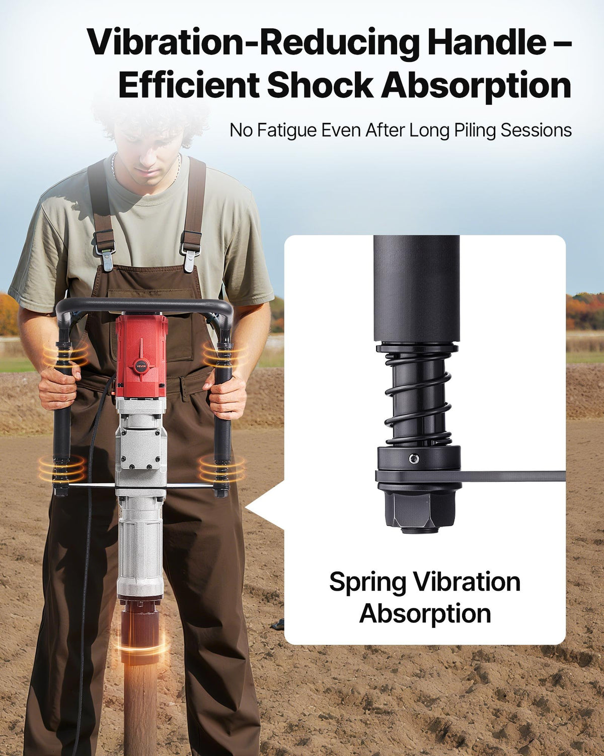 VEVOR Electric T Post Driver, 2200W Handheld Post Pounder with 2.17 in/55mm, 2.76 in/70mm Sleeves, Powerful Pile Driver for Fence,Metal Fencing, Farm, Garden, Construction, Landscaping Projects - DDDZJ2200W00BECMI001V1 - view 6