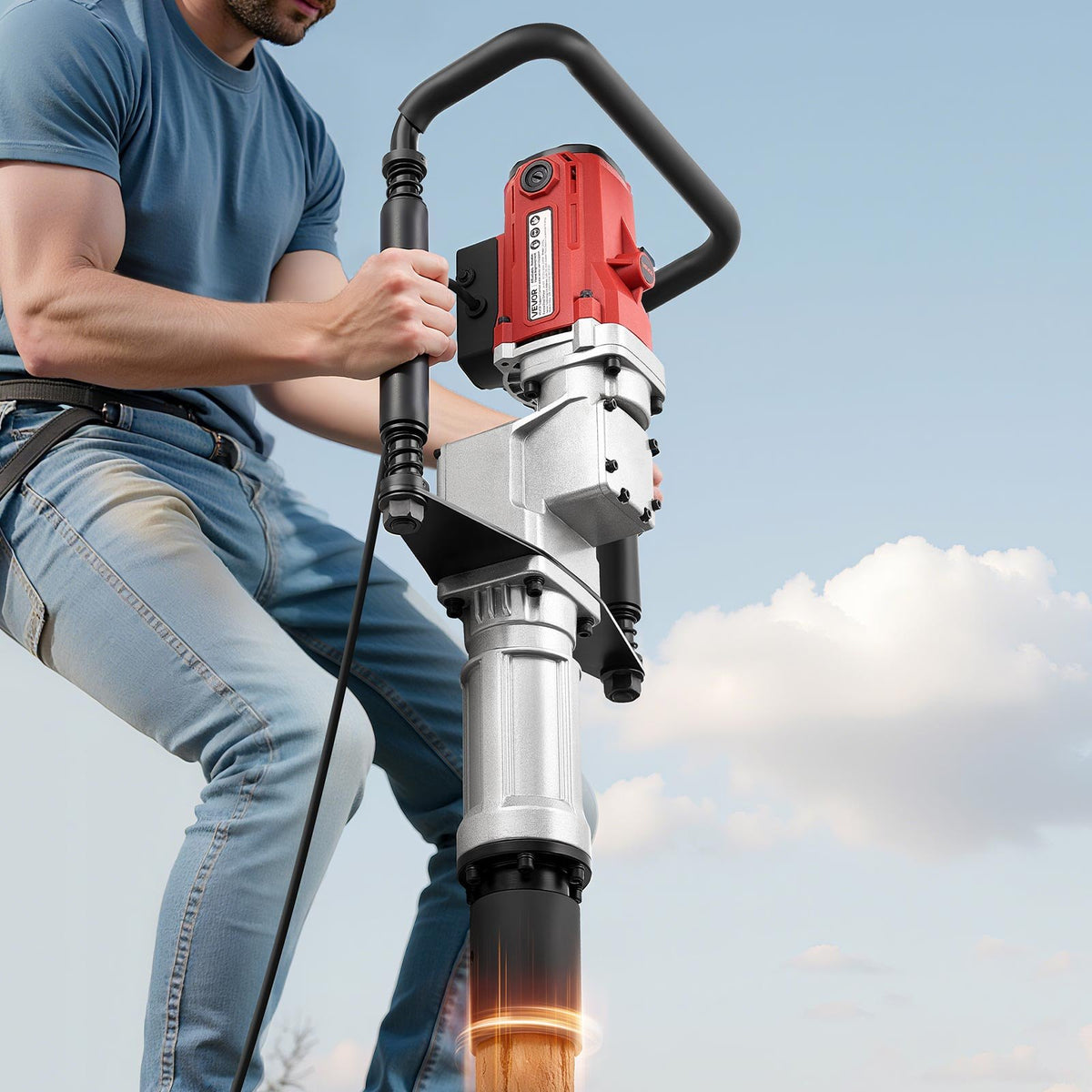 VEVOR Electric T Post Driver, 2200W Handheld Post Pounder with 2.17 in/55mm, 2.76 in/70mm Sleeves, Powerful Pile Driver for Fence,Metal Fencing, Farm, Garden, Construction, Landscaping Projects - DDDZJ2200W00BECMI001V1 - view 9