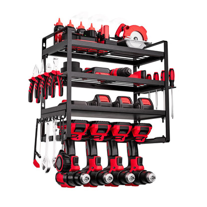 VEVOR Power Tool Organizer Wall Mount, 4-Layer Storage Rack with 4 Drill Holders, Tools Holder and Storage Rack with Screwdriver Holder, Garage Tool Organizer for Garage, Workbench, and Workshop - DDGJJTZJCK4CK95XO002V0 - view 10