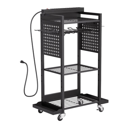 VEVOR 4-tier Tool Organizer Cart with Charging Station, 8 AC Outlet, Floor Stand Rolling Drill Holder and Tool Battery Storage Rack on Wheels, Garage Floor Rolling Storage Cart for Workshop, Garage - DDGJSNCDPC4CGN2YJV1 - view 10