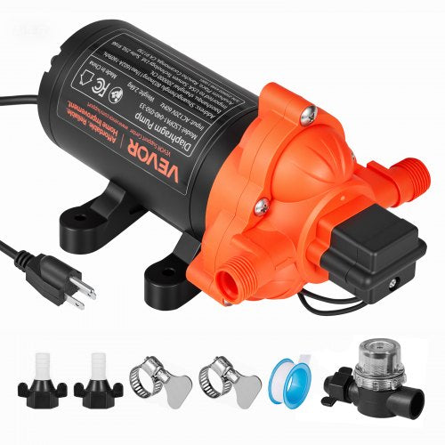 VEVOR Water Pressure Pump, 110V AC 4 GPM, 3-Chamber On Demand Electric Diaphragm Water Transfer Pump, 45 PSI Max Pressure, Automatic Pressure Switch, for Home Kitchen Garden Irrigation Car Washing - DDGMSBCGK110N88ET001V1 - view 2