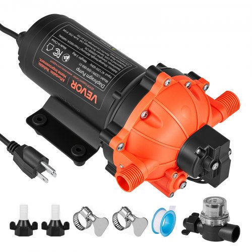 VEVOR Water Pressure Pump, 110V AC 5 GPM, 5-Chamber On Demand Electric Diaphragm Water Transfer Pump, 60 PSI Max Pressure, Automatic Pressure Switch, for Home Kitchen Garden Irrigation Car Washing - DDGMSBCGK110UKMA5001V1 - view 2