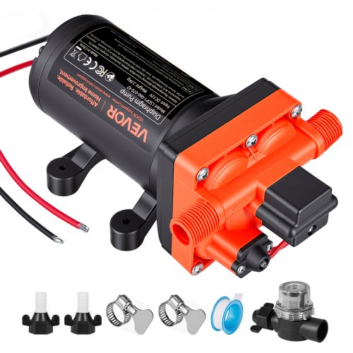 VEVOR RV Water Pump, 12V DC 6 GPM (22.7 L/min), 4-Chamber Self-Priming Diaphragm Water Pump with Automatic Pressure Switch, 70 PSI Max Pressure, On Demand for RV, Caravan, Marine, Yacht, Car Washing - DDGMSBCGK12VNWENN001V9 - view 2