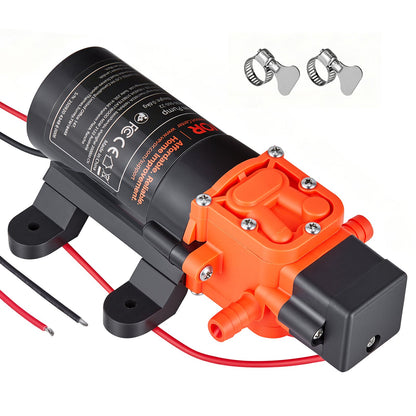 VEVOR Water Pressure Pump, 12V DC 1.2 GPM (4.5 L/min), 2-Chamber Self-Priming Diaphragm Water Pump with 2 Hose Clamps, 80 PSI Max Pressure, Quiet Operation, for RV, Caravan, Marine, Garden Irrigation - DDGMSBMNX12V9N79Y001V9 - view 1