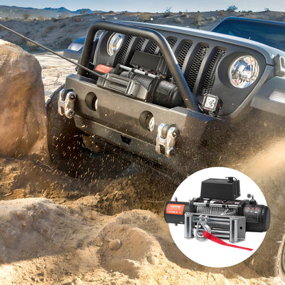 VEVOR Electric Winch, 13,500 lb, 12V DC Truck Winch with Φ3/8 in x 80 ft Steel Cable Roller Fairlead Wireless & Wired Remote Control, IP55 Waterproof for Towing Off-Road SUV Jeep Truck Trailer Boat - DDGSSJPYXWXYY665VV9 - view 9