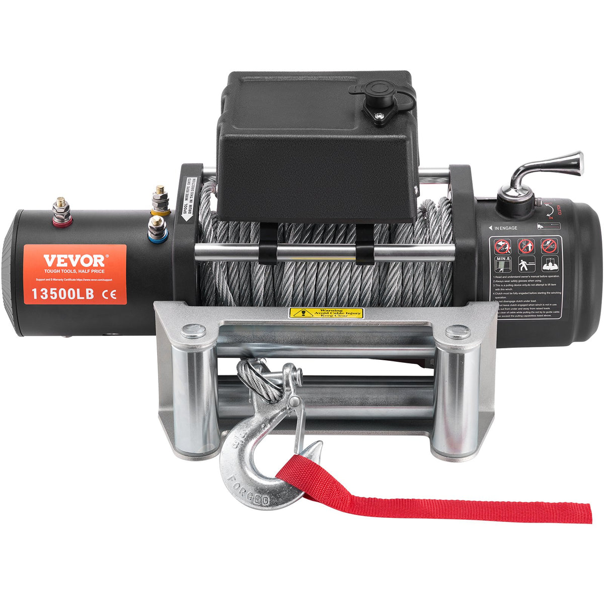 VEVOR Electric Winch, 13,500 lb, 12V DC Truck Winch with Φ3/8 in x 80 ft Steel Cable Roller Fairlead Wireless & Wired Remote Control, IP55 Waterproof for Towing Off-Road SUV Jeep Truck Trailer Boat - DDGSSJPYXWXYY665VV9 - view 10