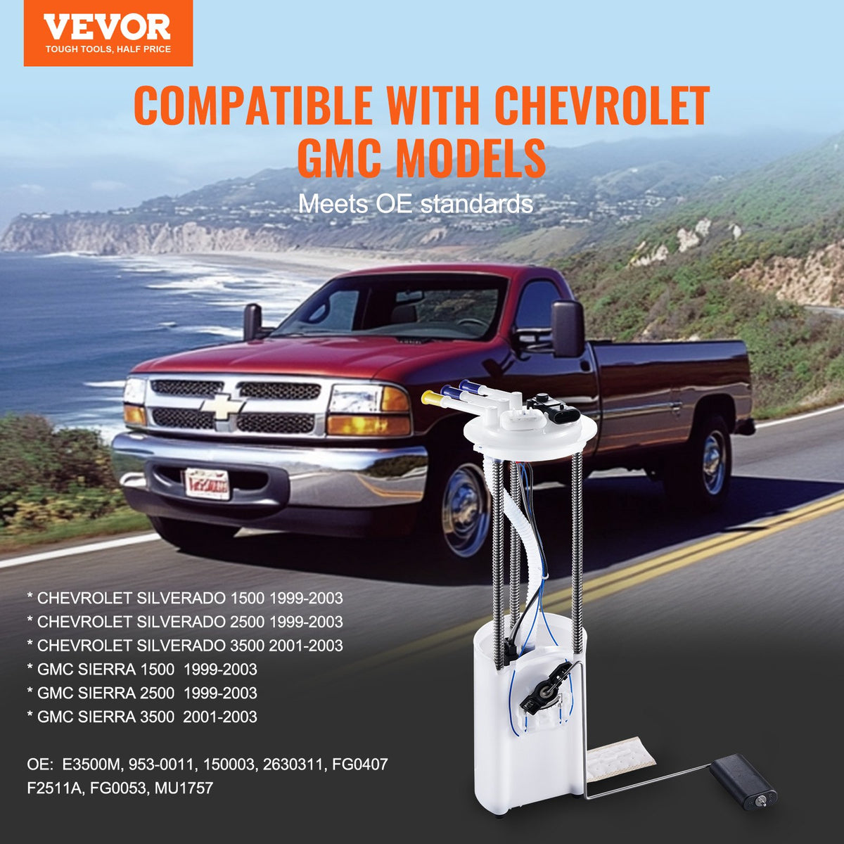 VEVOR Electric Fuel Pump Module Assembly, Compatible with Chevrolet Silverado 1500 1999-2003, 2500 1999-2003, 3500 2001-2003, and GMC Sierra 1500 1999-2003, 2500 1999-2003, 3500 2001-2003 - DDGYRYBRYBMKBZ99TV9 - view 3