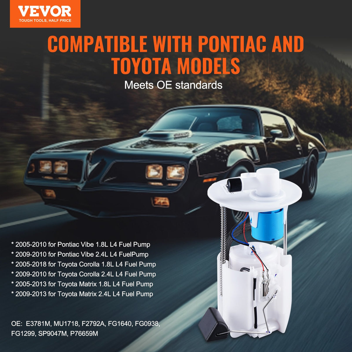 VEVOR Electric Fuel Pump Module Assembly, Compatible with Pontiac Vibe 2005-2010, Toyota Corolla 2005-2018, Toyota Matrix 2005-2013, 1.8L 2.4L, Replace E3781M, MU1718, F2792A, FG1640, FG0938, FG1299 - DDGYRYBRYBMKWQ1J5V9 - view 3