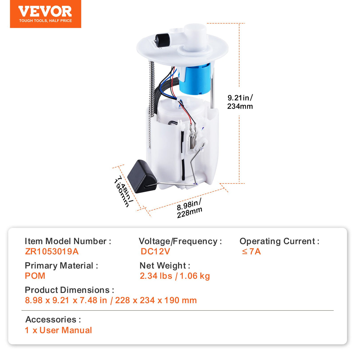 VEVOR Electric Fuel Pump Module Assembly, Compatible with Pontiac Vibe 2005-2010, Toyota Corolla 2005-2018, Toyota Matrix 2005-2013, 1.8L 2.4L, Replace E3781M, MU1718, F2792A, FG1640, FG0938, FG1299 - DDGYRYBRYBMKWQ1J5V9 - view 8