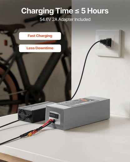 VEVOR 48V Electric Scooter Battery, 10Ah, Ebike Lithium Battery Pack with 30A BMS, Charger, T-Plug Expansion Cable, 500+ Cycles, Compatible with 2400W Motors, for Electric Bikes Bicycles, Scooters - DDHBCDC48V10T0WHA001V1 - view 6