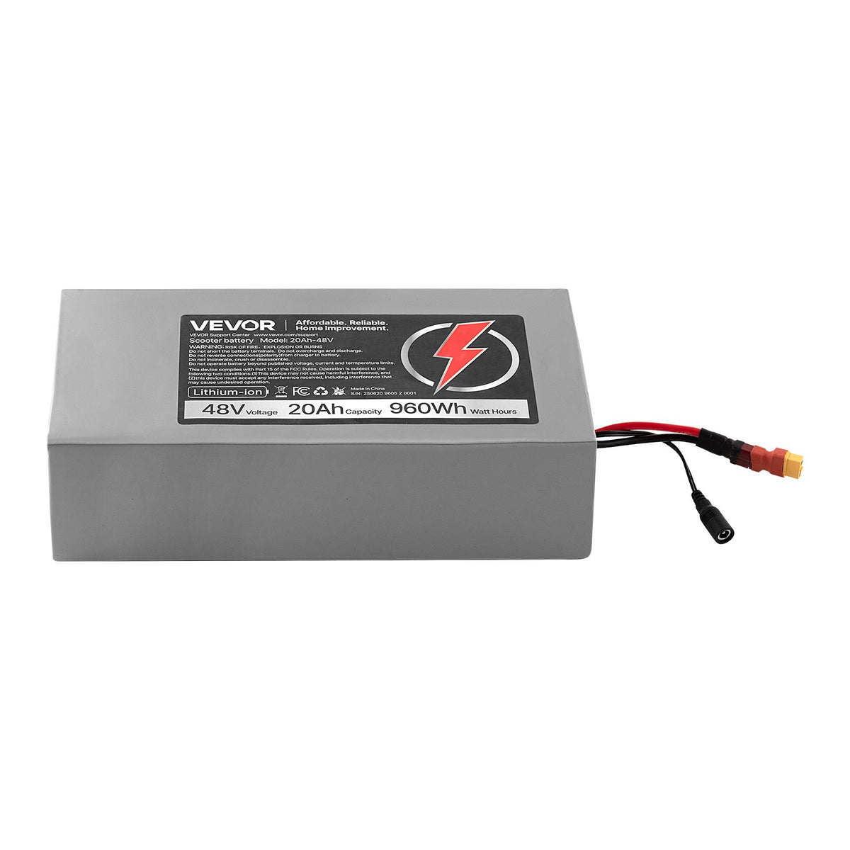 VEVOR 48V Electric Scooter Battery, 20Ah, Ebike Lithium Battery Pack with 30A BMS, Charger, T-Plug Expansion Cable, 500+ Cycles, Compatible with 4800W Motors, for Electric Bikes Bicycles, Scooters - DDHBCDC48V201J6U6001V1 - view 10