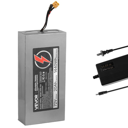 VEVOR 72V Electric Scooter Battery, 20Ah, Ebike Lithium Battery Pack with 50A BMS, Charger, T-Plug Expansion Cable, 500+ Cycles, Compatible with 7200W Motors, for Electric Bikes Bicycles, Scooters - DDHBCDC72V20KQFYG001V1 - view 1