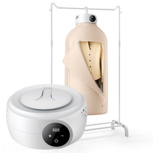 VEVOR Portable Clothes Dryer, Clothes Dryer with Dryer Bag, PTC Heating & LED Display, Foldable Mini Dryer with 5-H Timer for Apartments, Dorms, RVs, or Hotels, 600W, Beige - DDHGJBXS600WXGG14V1 - view 2