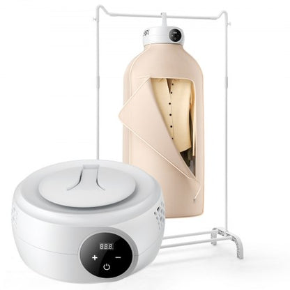 VEVOR Portable Clothes Dryer, Clothes Dryer with Dryer Bag, PTC Heating & LED Display, Foldable Mini Dryer with 5-H Timer for Apartments, Dorms, RVs, or Hotels, 600W, Beige - DDHGJBXS600WXGG14V1 - view 2