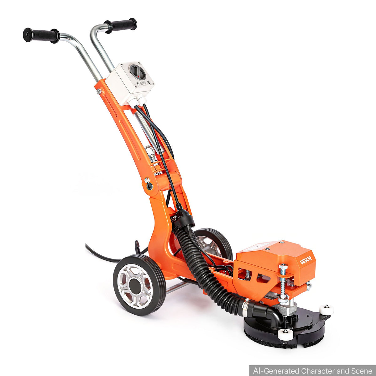 VEVOR Electric Concrete Grinder, 1400W 3600 RPM, Walk Behind Floor Polisher, Marble, Stone, Epoxy Floor Polishing, 7 in Grinding Disc, Adjustable Handle, with Vacuum Port, Dual Debris Control, Orange - DDHNTYMJ1600XZFX2001V1 - view 9