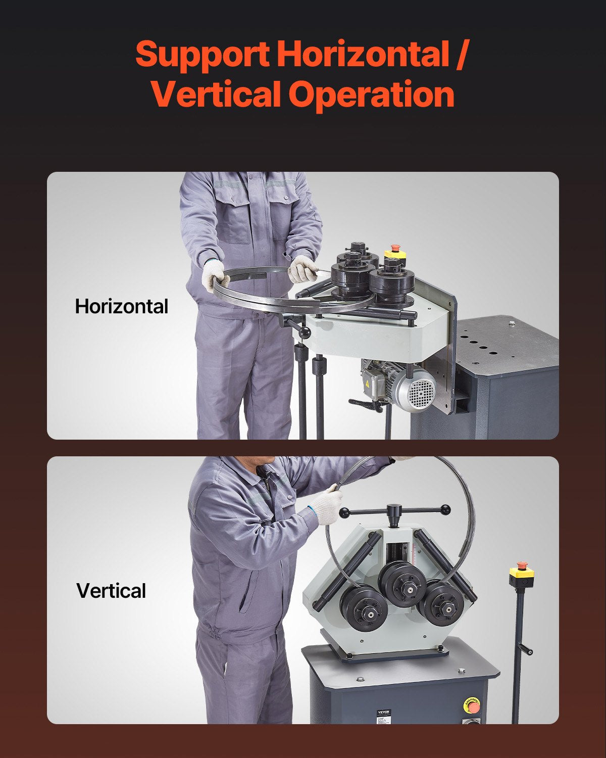 VEVOR 750W Electric Roll Bending Machine, 3-Roller Electric Pipe Bender Machine with Reversible Foot Switch, Support Horizontal/Vertical Operation (220V 60Hz 3-Phase, No Plug) - DDJGJ1636MM0NWBU1V4 - view 5