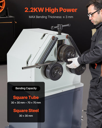 VEVOR 2.2KW Electric Roll Bending Machine, 3-Roller Electric Pipe Bender Machine with 180° Maximum Bending Angle & Reversible Foot Switch, Support Horizontal/Vertical Operation (220V 60Hz 3-Phase) - DDJGJ3070MM20GNSJV4 - view 3