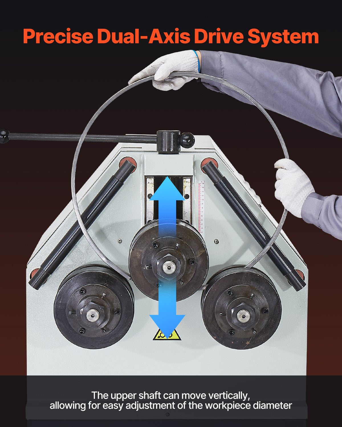 VEVOR 2.2KW Electric Roll Bending Machine, 3-Roller Electric Pipe Bender Machine with 180° Maximum Bending Angle & Reversible Foot Switch, Support Horizontal/Vertical Operation (220V 60Hz 3-Phase) - DDJGJ3070MM20GNSJV4 - view 6
