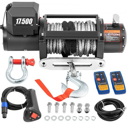VEVOR 12V Electric Winch 17500 lbs Synthetic Rope 9.5 mm x 26 m Wireless ATV Winch - DDJP1.75WB2181H01A2 - view 2