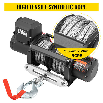 VEVOR 12V Electric Winch 17500 lbs Synthetic Rope 9.5 mm x 26 m Wireless ATV Winch - DDJP1.75WB2181H01A2 - view 4