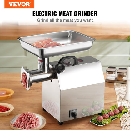 VEVOR Electric Meat Grinder, 794 Lb/H Capacity, 1100W (4600W MAX) Industrial Meat Mincer with 2 Blade, 3 Grinding Plates, Sausage Tubes 304 Stainless Steel Commercial Meat - DDJRJ750W80038FEQV1 - view 2