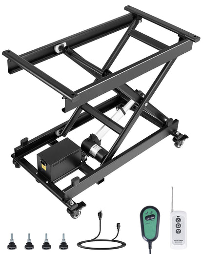 VEVOR Electric Lift Table, 330 lbs Capacity Single Scissor Lift Table, 8 - 28 in Height Adjustable Lifting Platform, Coffee Table lift with 4 Wheels, for Material Handling and Transportation, Black - DDJSSJPT350LBSAZ9V1 - view 1