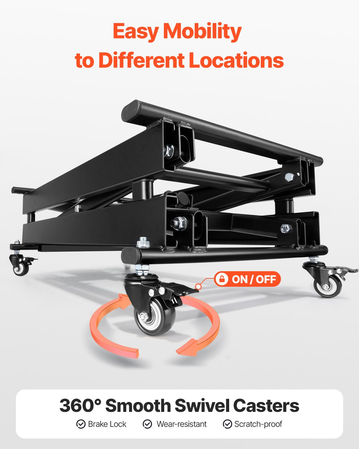 VEVOR Electric Lift Table, 330 lbs Capacity Single Scissor Lift Table, 8 - 28 in Height Adjustable Lifting Platform, Coffee Table lift with 4 Wheels, for Material Handling and Transportation, Black - DDJSSJPT350LBSAZ9V1 - view 6