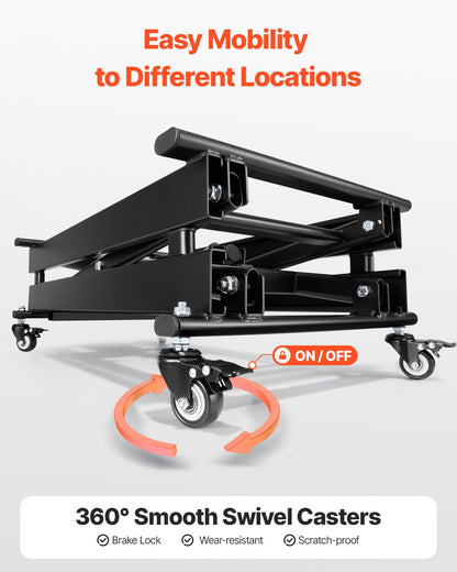 VEVOR Electric Lift Table, 330 lbs Capacity Single Scissor Lift Table, 8 - 28 in Height Adjustable Lifting Platform, Coffee Table lift with 4 Wheels, for Material Handling and Transportation, Black - DDJSSJPT350LBSAZ9V1 - view 6
