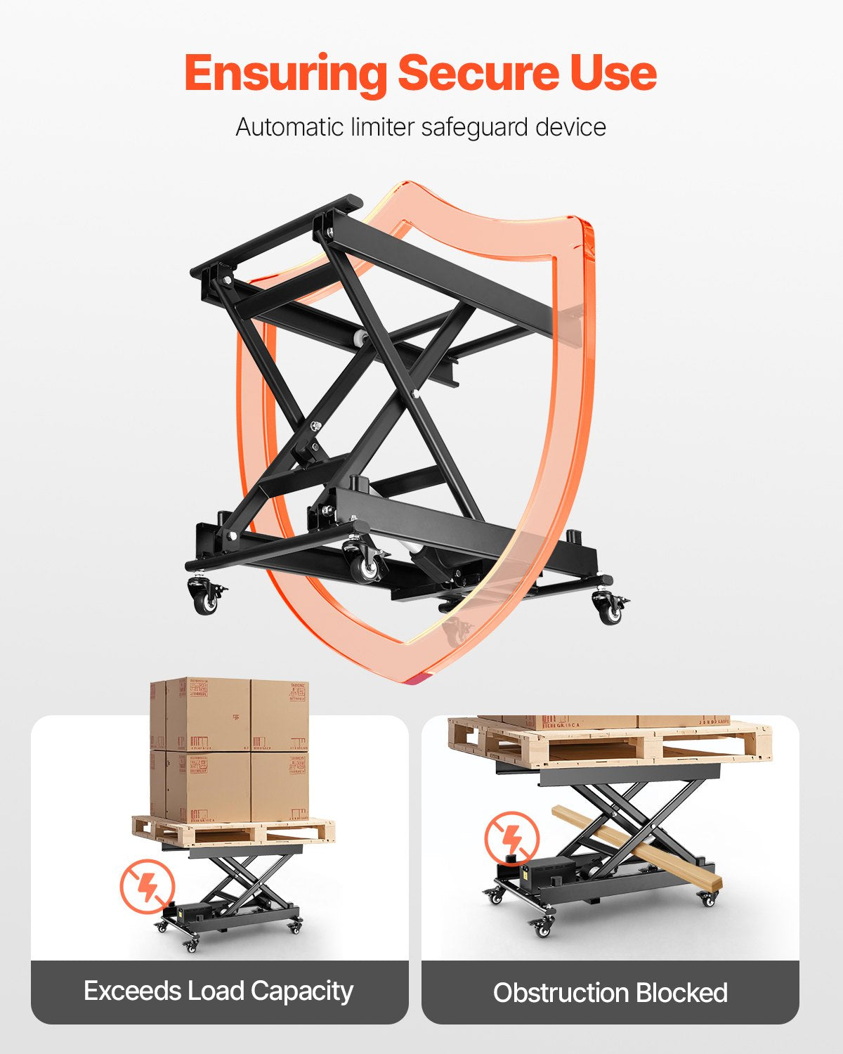 VEVOR Electric Lift Table, 330 lbs Capacity Single Scissor Lift Table, 8 - 28 in Height Adjustable Lifting Platform, Coffee Table lift with 4 Wheels, for Material Handling and Transportation, Black - DDJSSJPT350LBSAZ9V1 - view 7
