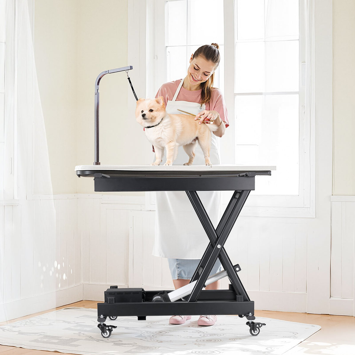 VEVOR Electric Lift Table, 330 lbs Capacity Single Scissor Lift Table, 8 - 28 in Height Adjustable Lifting Platform, Coffee Table lift with 4 Wheels, for Material Handling and Transportation, Black - DDJSSJPT350LBSAZ9V1 - view 9