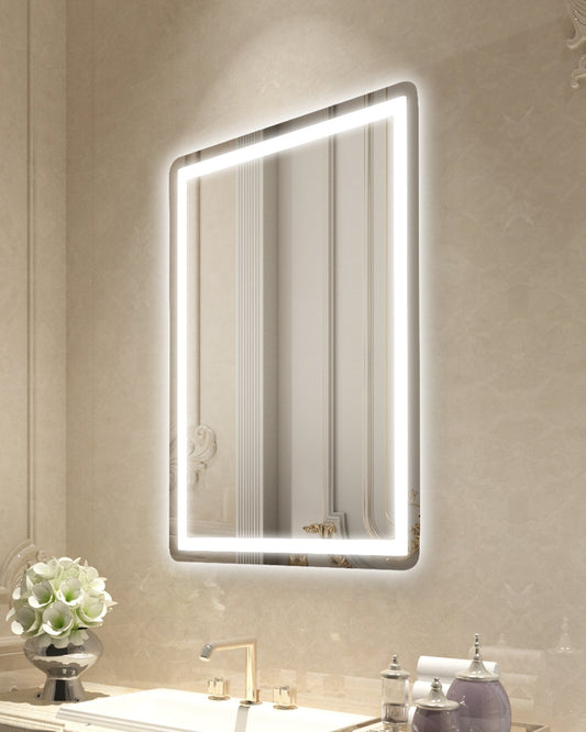 VEVOR LED Bathroom Mirror, 24" x 32" LED Bathroom Vanity Mirror with Frontlit and Backlit, Anti-Fog Memory Mirror with Lights, Stepless 3 Colors Temperature Dimmable Bathroom Mirror, Wall Mounted - DDJXJ2432INC6OOP8V1 - view 1