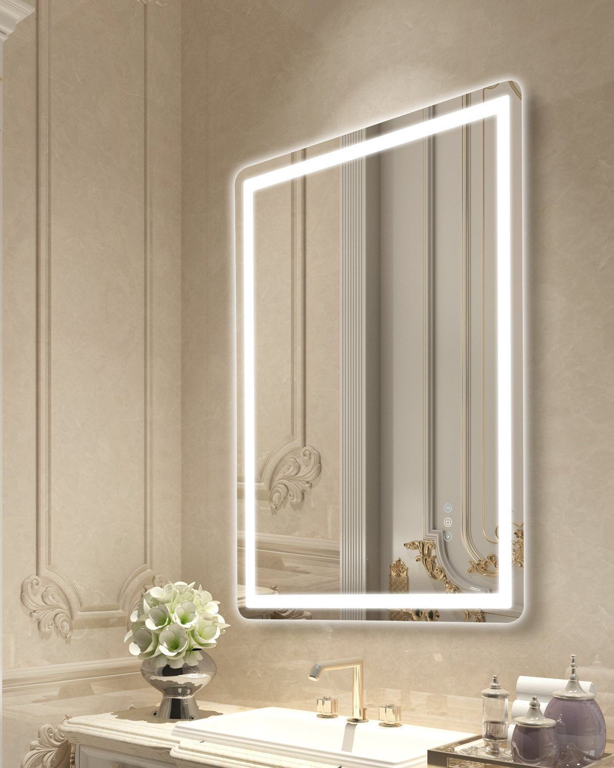 VEVOR LED Bathroom Mirror, 28" x 36" LED Bathroom Vanity Mirror with Frontlit and Backlit, Anti-Fog Memory Mirror with Lights, Stepless 3 Colors Temperature Dimmable Bathroom Mirror, Wall Mounted - DDJXJ2836INCX9WBYV1 - view 1
