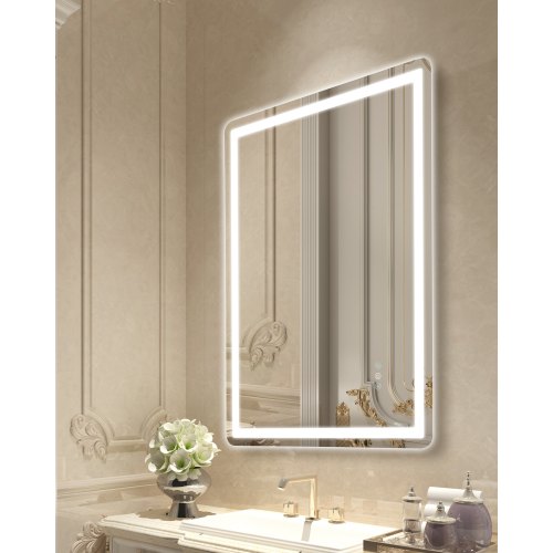 VEVOR LED Bathroom Mirror, 28" x 36" LED Bathroom Vanity Mirror with Frontlit and Backlit, Anti-Fog Memory Mirror with Lights, Stepless 3 Colors Temperature Dimmable Bathroom Mirror, Wall Mounted - DDJXJ2836INCX9WBYV1 - view 2