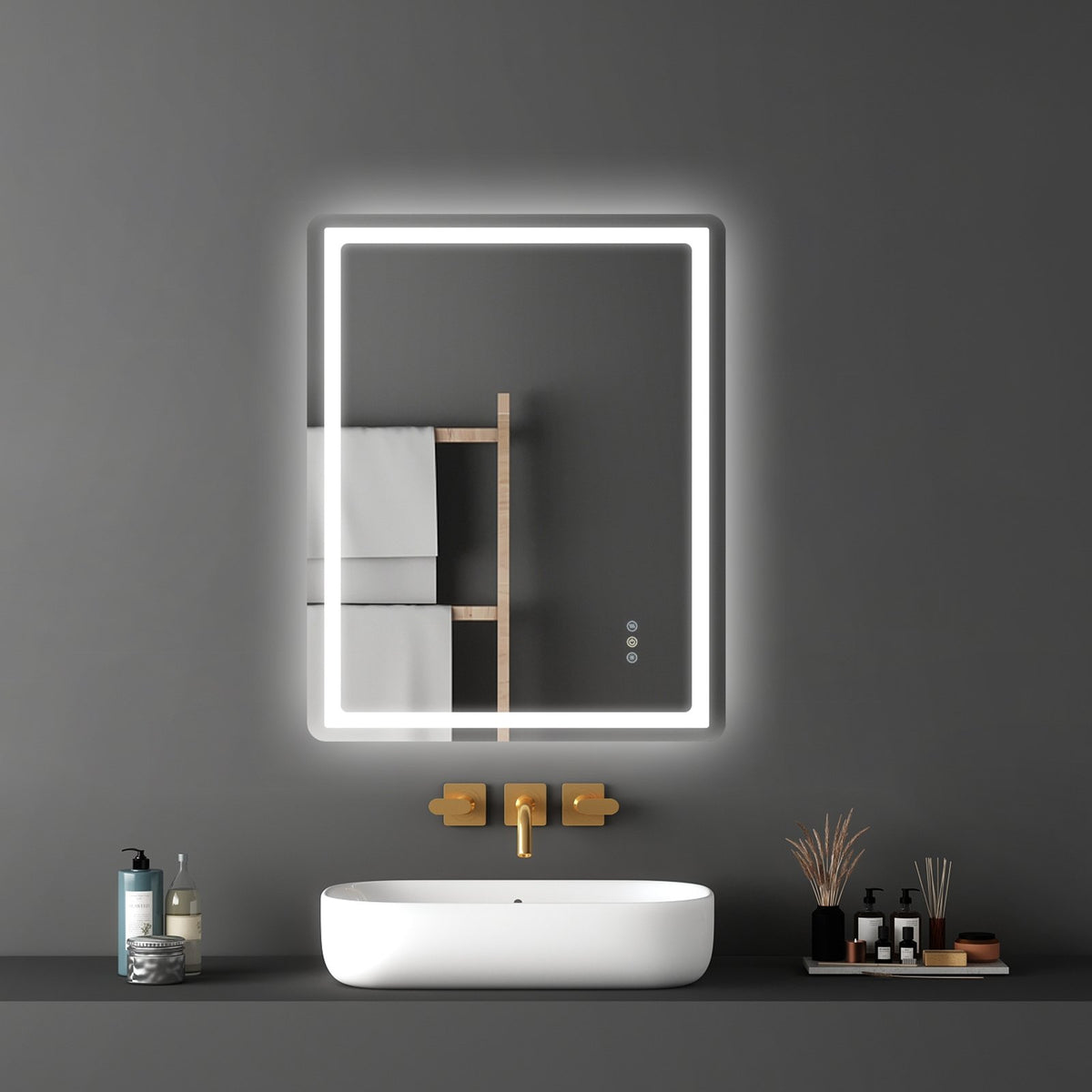 VEVOR LED Bathroom Mirror, 28" x 36" LED Bathroom Vanity Mirror with Frontlit and Backlit, Anti-Fog Memory Mirror with Lights, Stepless 3 Colors Temperature Dimmable Bathroom Mirror, Wall Mounted - DDJXJ2836INCX9WBYV1 - view 9